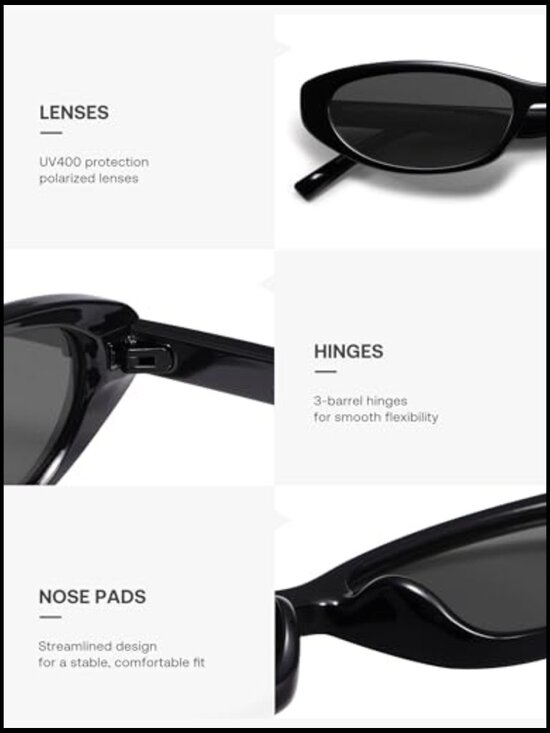Cat Eye Polarized Sunglasses, UV400 Protection, Lightweight Plastic Frames main image 5